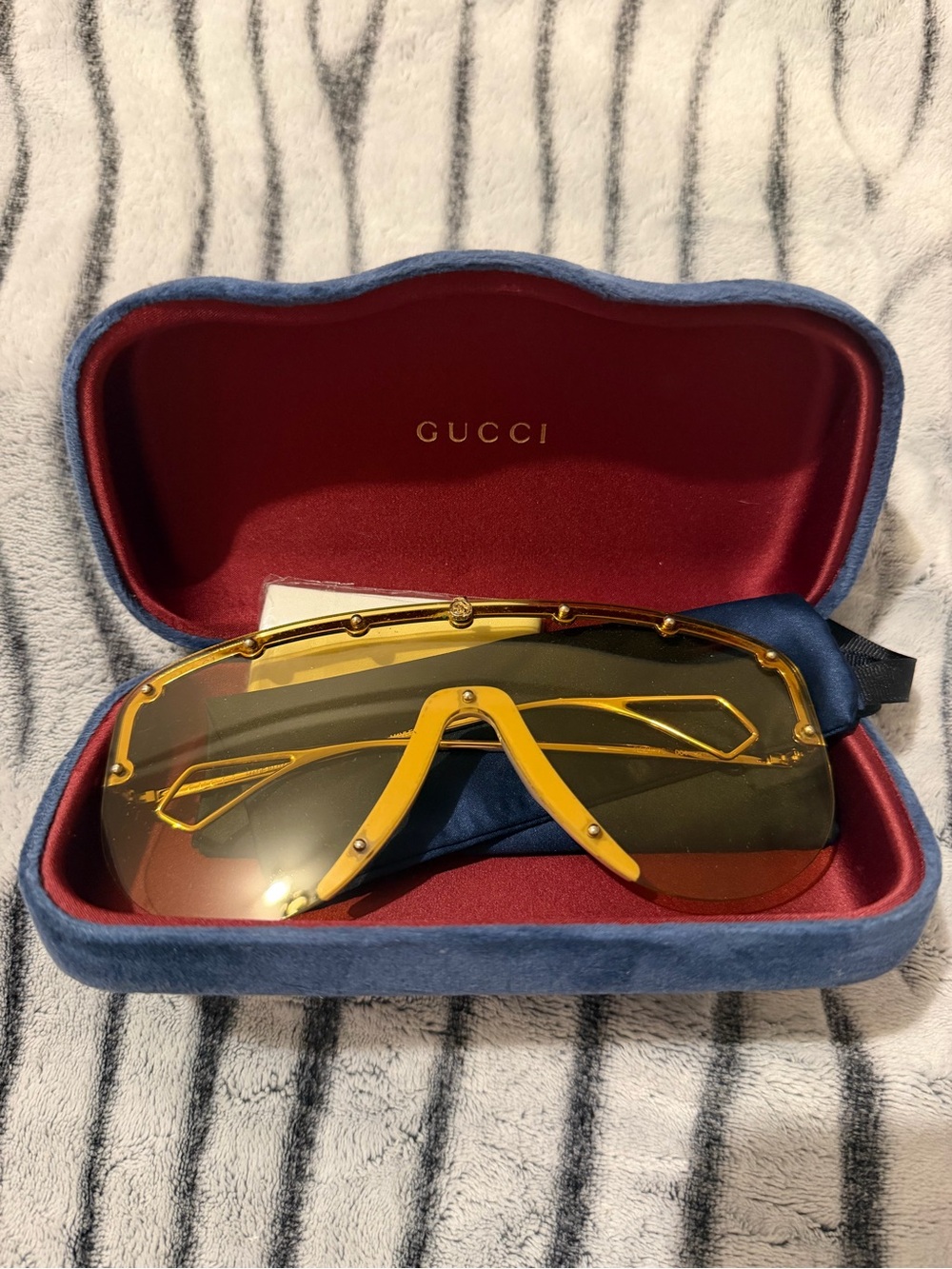 Sold out Gucci Yellow Shield Sunglasses with Amber Lenses
